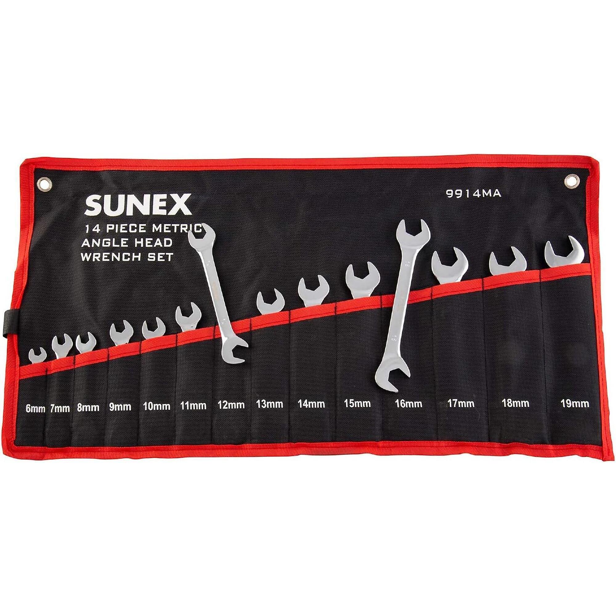 Sunex Tools Full Polish Metric Angle Head Wrench Set — 14-Pc., Model# 9914MA